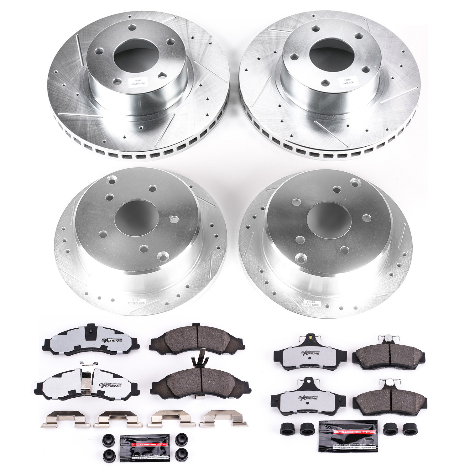 PowerStop Front and Rear Z26 Street Warrior Carbon-Fiber Ceramic Brake Pad and Drilled and Slotted Rotor Kit Fits: PONTIAC Select Models K2889-26