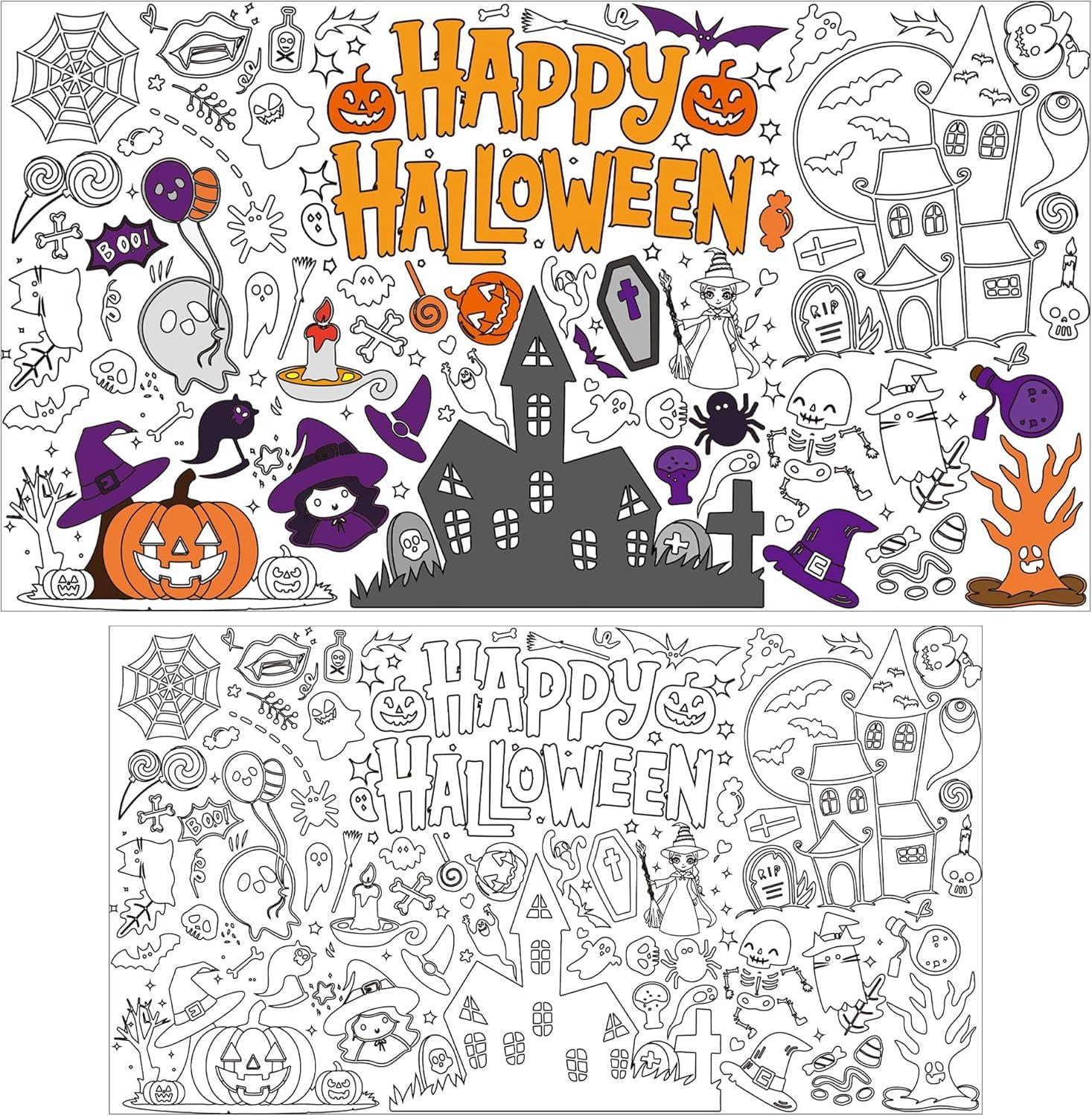 Halloween Crafts for Kids, Giant Coloring Tablecloth/Poster, Halloween Party Decorations Favors Supplies for Kids Gifts Activities Games Toys Banner