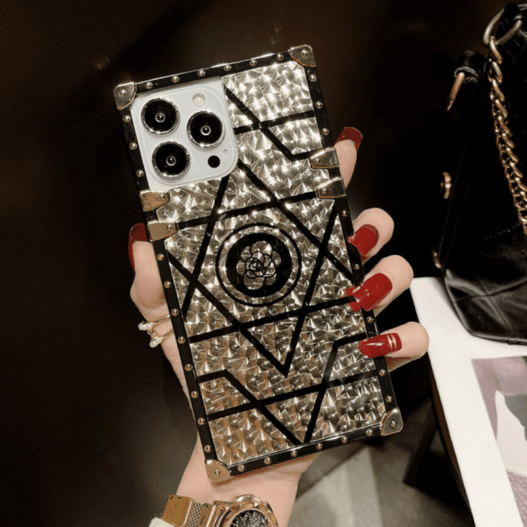 Iphone 11 Pro Max Square Case with Ring Stand Holder Floral Flower Luxury Elegant Soft TPU Shockproof Protective Metal Decoration Corner