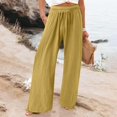thumbnail image 2 of Jxximdong Pants for Womens Cotton Casual Loose Pants Comfy Work Pants With Pockets Elastic High Waist Paper Bag Drawstring Pants Yellow XL Trousers, 2 of 6