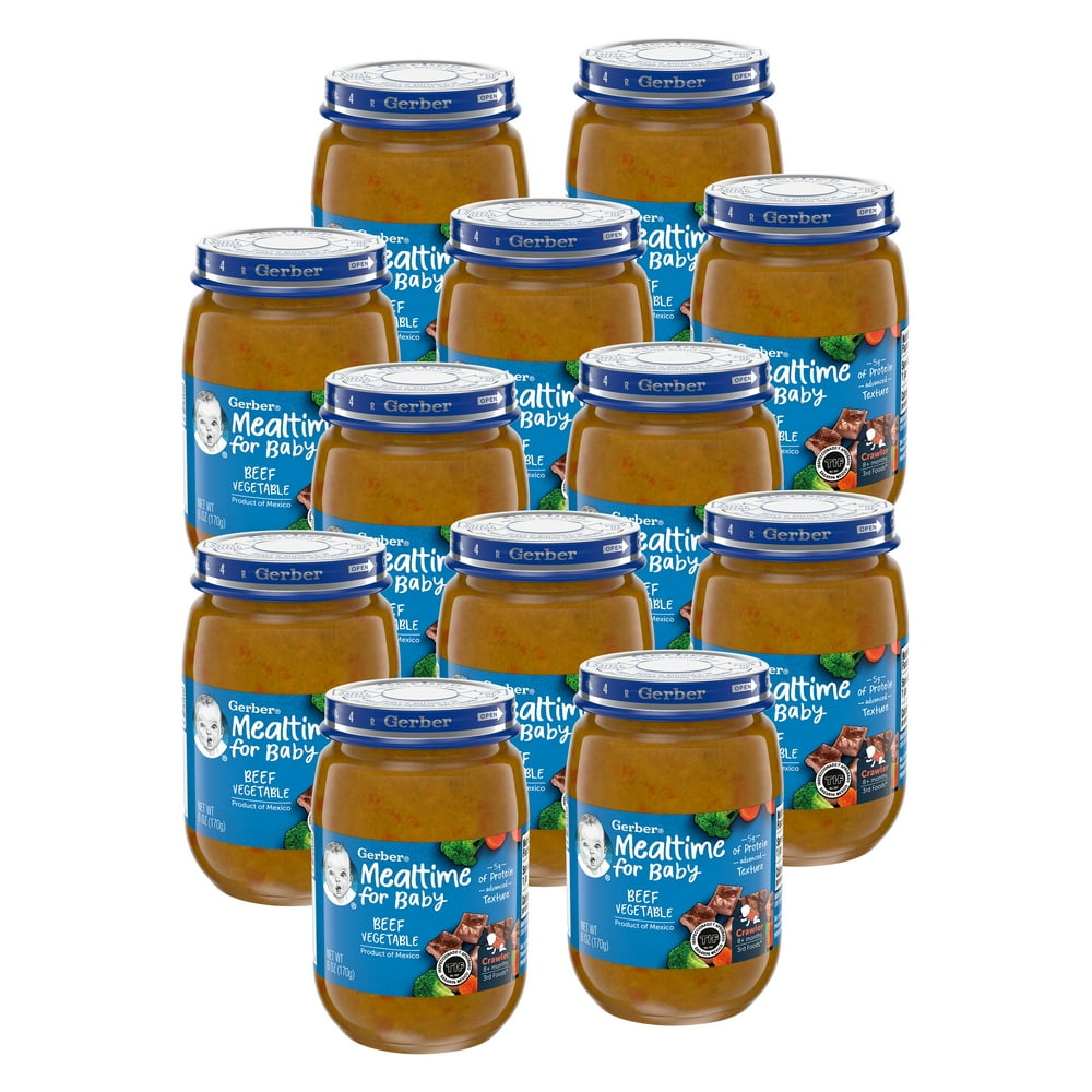 12 Pack Gerber Mealtime For Baby 3rd Foods Beef Vegetable Baby Food