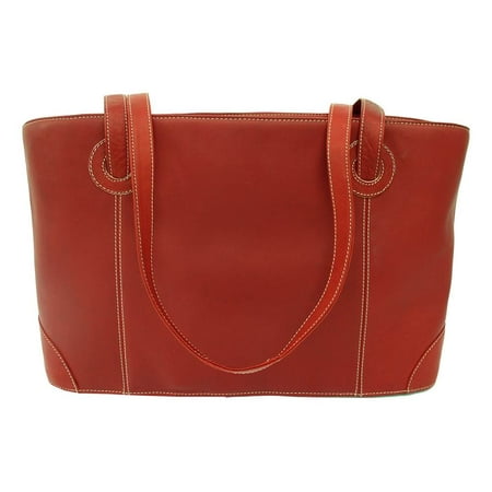 Red Shopping Tote Bag w Detachable Coin Pouch in Leather