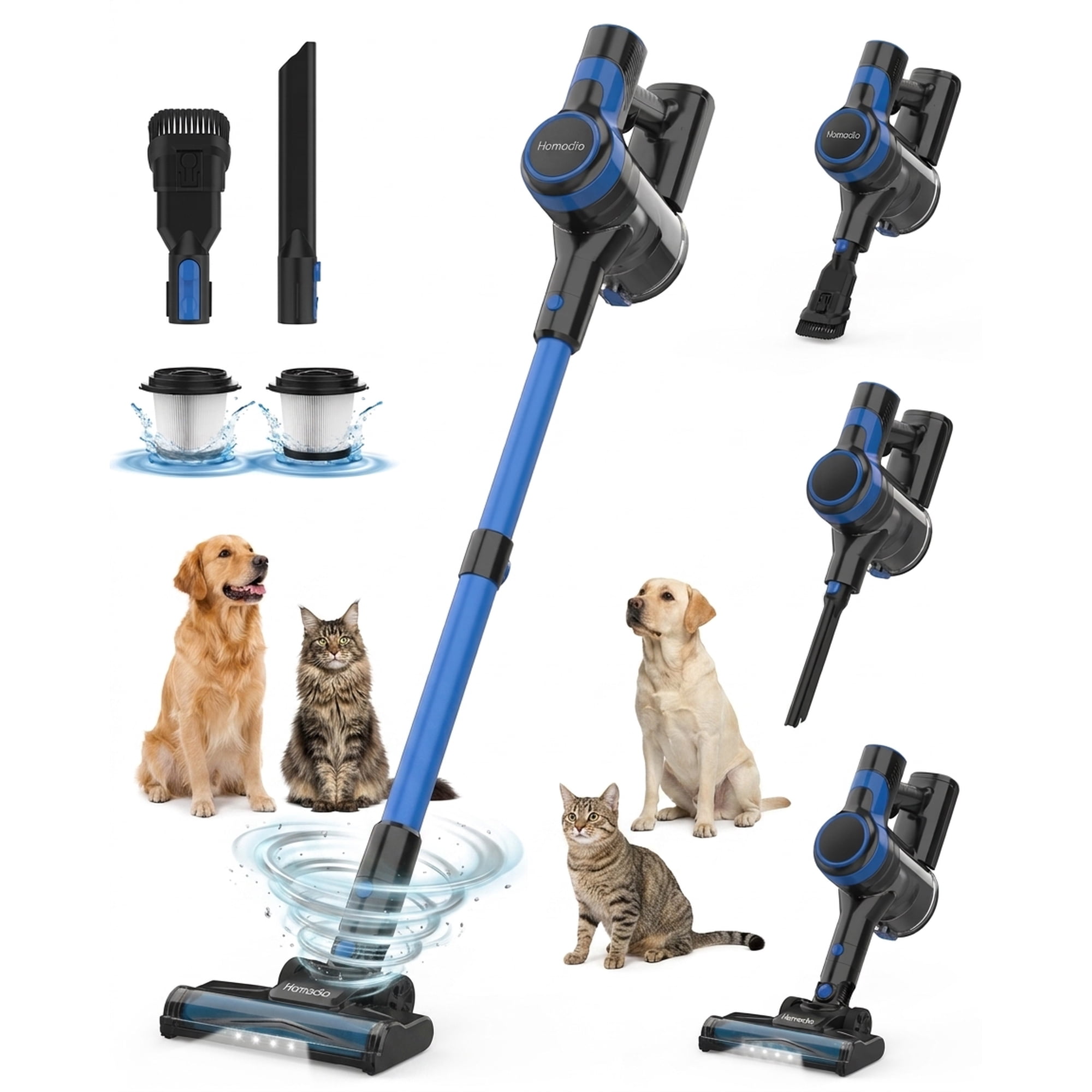 Homadio V50 Cordless Vacuum Cleaner, 45-Min Runtime, Powerful Suction, Pet Hair Removal, Lightweight Stick Vacuum for Home Cleaning
