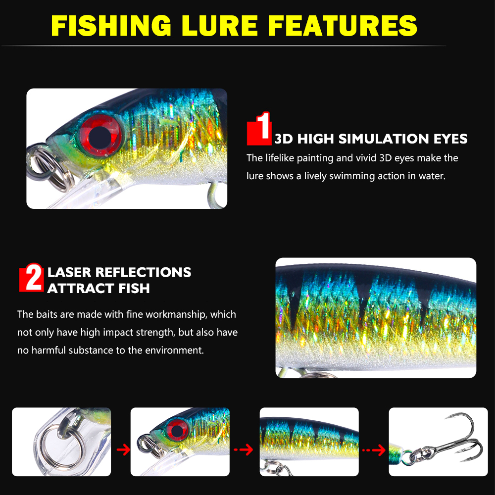 HENGJIA Fishing Lures, Jerkbait for Bass Fishing Minnow Lure Set Fishing Plugs Hard Baits Swimbaits Topwater Lures for Trout Bass Perch Fishing,24pcs