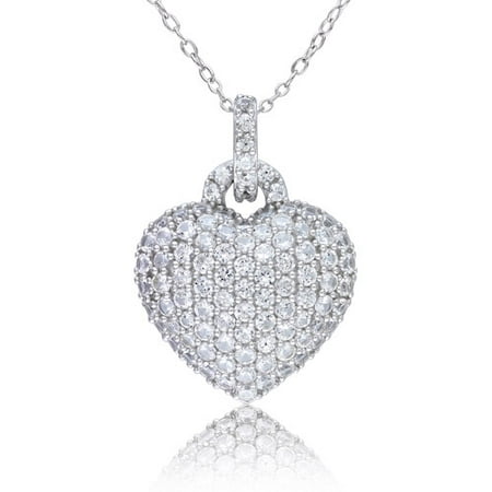 Miabella 3-1/2 Carat T.G.W. Created White Sapphire Sterling Silver Heart Pendant, 18