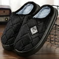 thumbnail image 2 of Men's House Slippers Furry Plaid cozy EVA Memory Foam Lightweight Casual Shoes Winter Warm Plush Non-slip Slippers big size (Black,42-43), 2 of 7