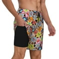 thumbnail image 2 of Naloa Beach Life Print Men Swim Trunks with Compression Liner ,Board Shorts,Men's Swim Shorts with Drawstring and Elastic Waistband-XX-Large, 2 of 6