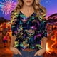 thumbnail image 1 of TaTaai Women's Fashion Christmas Printed Loose Casual V Neck With Three Quarter Sleeves And 3/4 Sleeves T-shirt Pullover Top Gift, 1 of 5