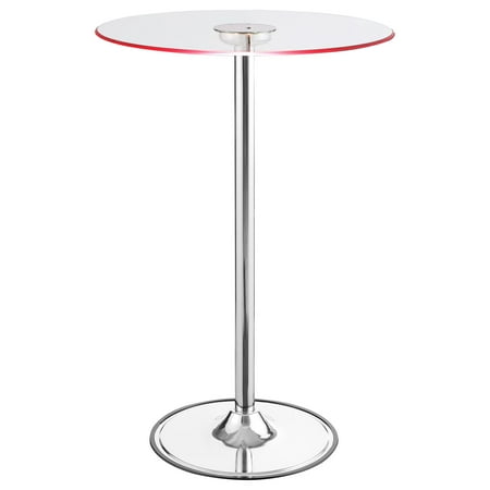 dokea Indra Chrome Glass Top LED Bistro Bar Table - 42” x 28” x 28”
