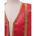 thumbnail image 5 of Yruioon Kids Boys Medieval Steampunk Vest Halloween Arabian Prince Costume Golden Trim Waistcoat Burgundy 6, 5 of 7