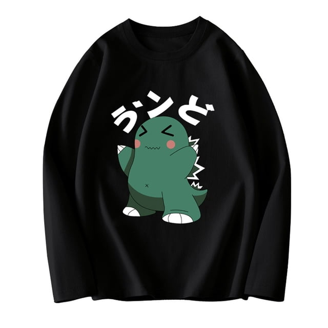 SGFCWSX Blouse pour Filles Tout-Petits Col Rond Manches Longues Tee Graphique Hauts Noirs