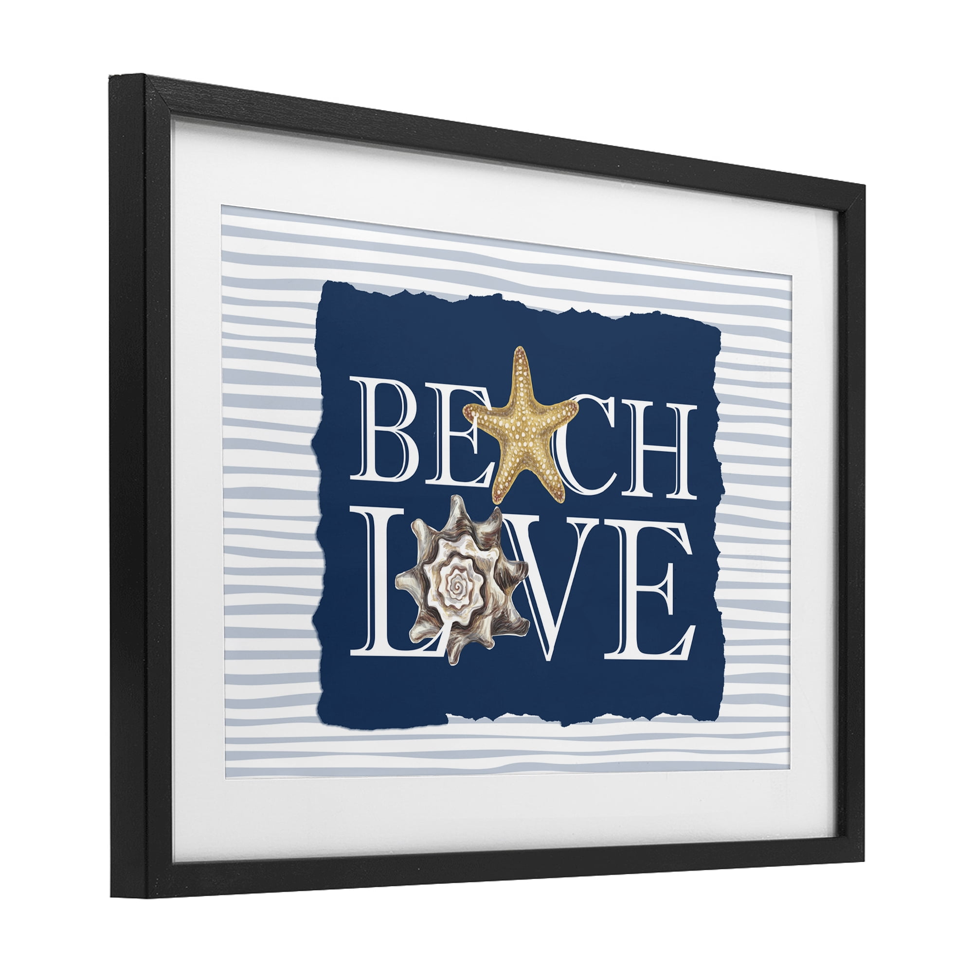 Stupell Industries Beach Love Seashells Black Framed Print Under Glass, design by Kim Allen