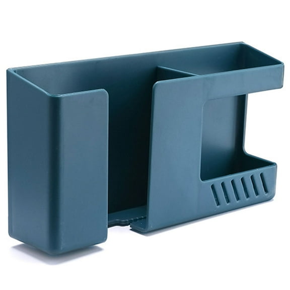 Wall Mount Phone Holder Self-Adhesive Remote Control Storage Box Plastic Charging Phone Stand Small Gadgets Organizer Box for Bedroom Kitchen Bathroom Office
