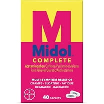 Bayer Consumer Care Midol Complete Pain Reliever/Stimulant/Diuretic, 40 ea