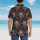 thumbnail image 4 of Fotbe Skull and Red Roses Camisa Hawaiana para Hombre Unisex – Camisa Casual de Verano con Botones de Manga Corta de Algodón y Lino,Medium, 4 of 7