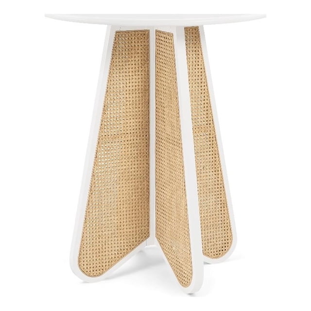 Meridian Furniture Butterfly 36" White Solid Wood And Cane Bar Height Table
