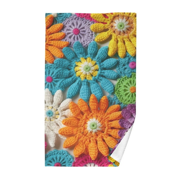 Knit Flowers Hand Towel Bath Towels Face Towels Cotton Absorbent for Home Hotel Spa Swimming Yoga Sports