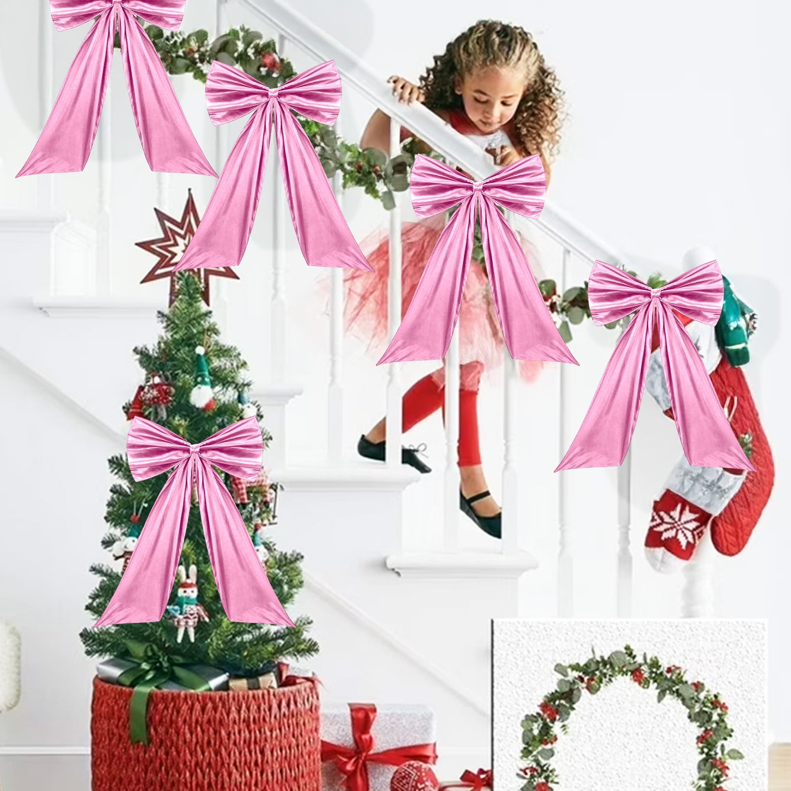 Knitgrip Nœud Décoratif Extra Large En Satin Avec Long Serpentin, Ceinture Cadeau Décorative Surdimensionnée Pour Arche, Enterrement De Vie De Jeune Fille, Fête D'anniversaire, Fête Prénuptiale (rose