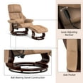 thumbnail image 6 of Mcombo Recliner with Ottoman Reclining Chair with Vibration Massage and Removable Lumbar Pillow, 360 Degree Swivel Wood Base, Faux Leather 9068 (Cognac), 6 of 8