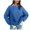thumbnail image 2 of POROPL Womens Sweaters Long Sleeve Crew Neck Sweater Oversized Knitted Size S-XL, 2 of 7