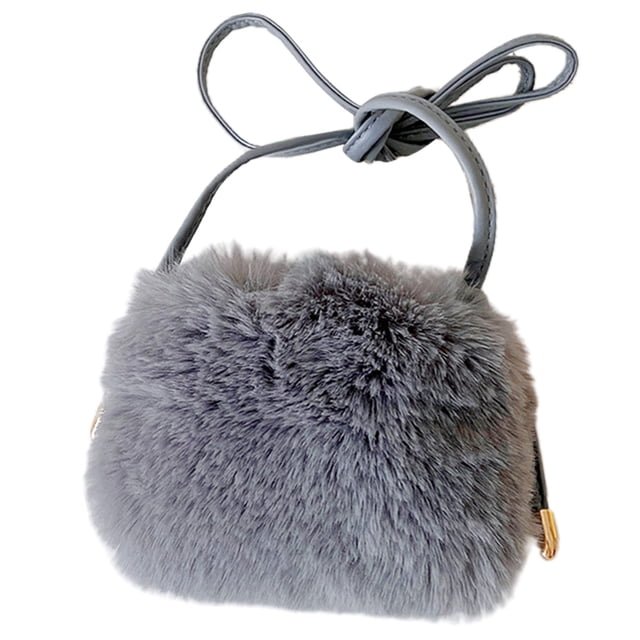 Monedero cruzado esponjoso para niñas y niños, bolso borroso, bolso de felpa