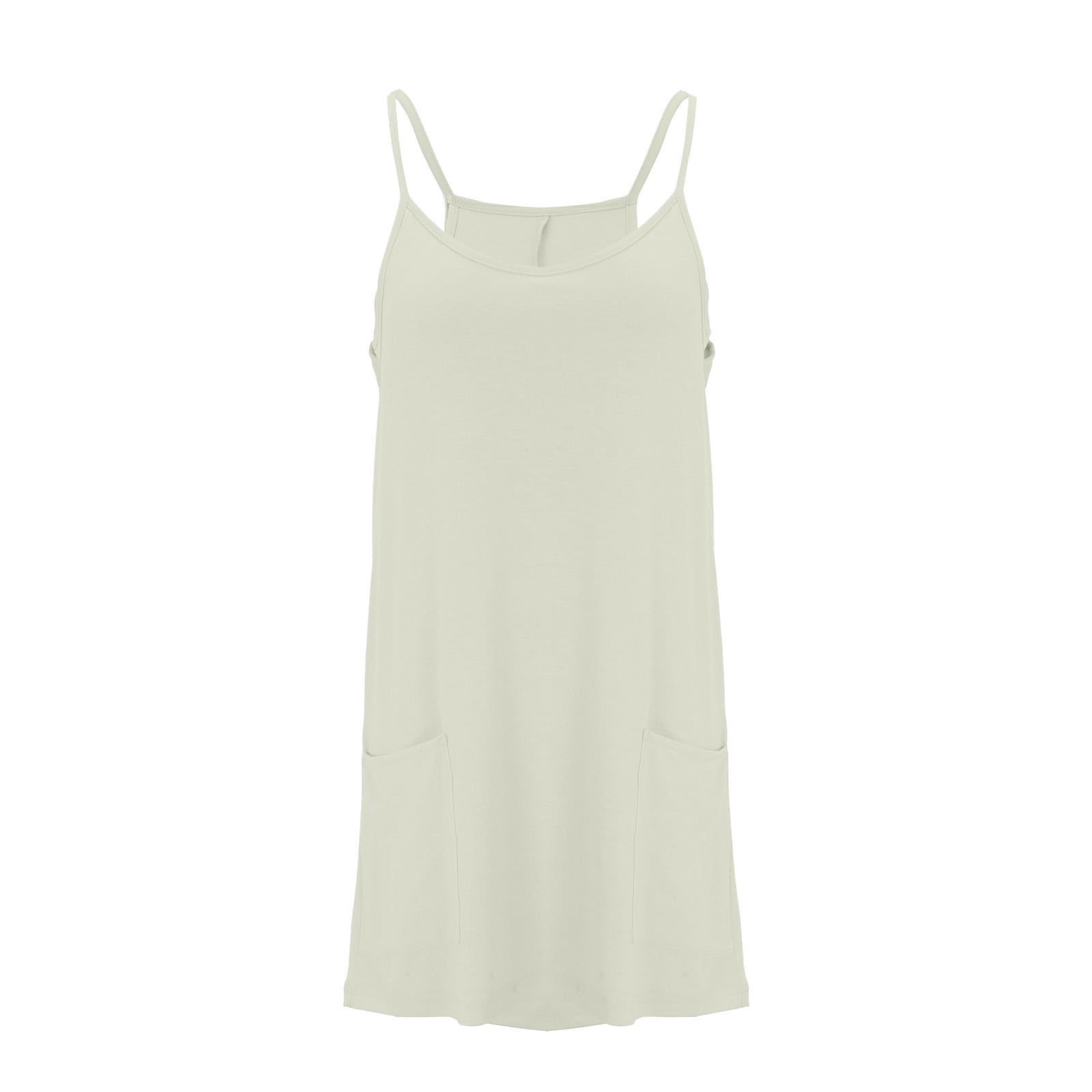 Dress for Women Mini Dress Sleeveless Onesie Casual Loose Fit Romper Built-in Shorts Summer Beach Jumpsuits with Pockets