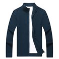 thumbnail image 2 of gbyLJF Men's Full Zip Knitted Sweater Solid Color Casual Long Sleeve Stand-up Collar Sweater Coat Regular Fit Cardigan with Pockets, 2 of 9