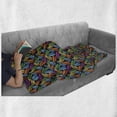 thumbnail image 5 of Leaves Soft Flannel Fleece Throw Blanket, Hawaiian Themed Computer Graphics of Colorful Tropical Plantation, Cozy Plush for Indoor and Outdoor Use, 50" x 60", Charcoal Grey Multicolor, by Ambesonne, 5 of 5