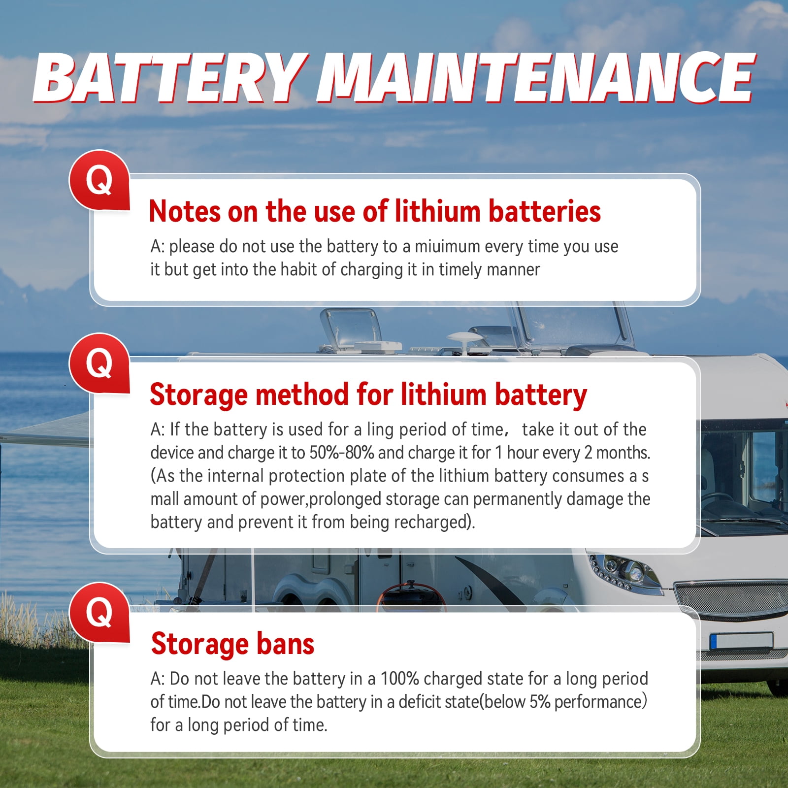 12V 100Ah LiFePO4 Battery, 100A BMS Deep Cycles Lithum RV Batteries for Van Truck Camper Marine Solar off-Grid