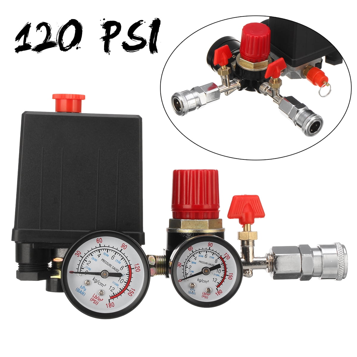 1/2" NPT Air Pressure Regulator Air Compressor Controller Valve Air Pressure Regulators