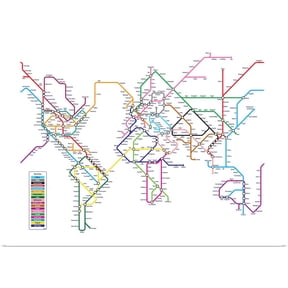 Great BIG Canvas | Rolled Michael Tompsett Poster Print entitled World Tube Metro Map