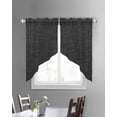 thumbnail image 3 of Black Burlap Texture Swag Valances for Windows, Farmhouse Vintage Black Rod Pocket Sheer Valances for Small Windows, Swag Toppers Light Filtering for Kitchen Living Room 2 Panels 36''x36'', 3 of 6
