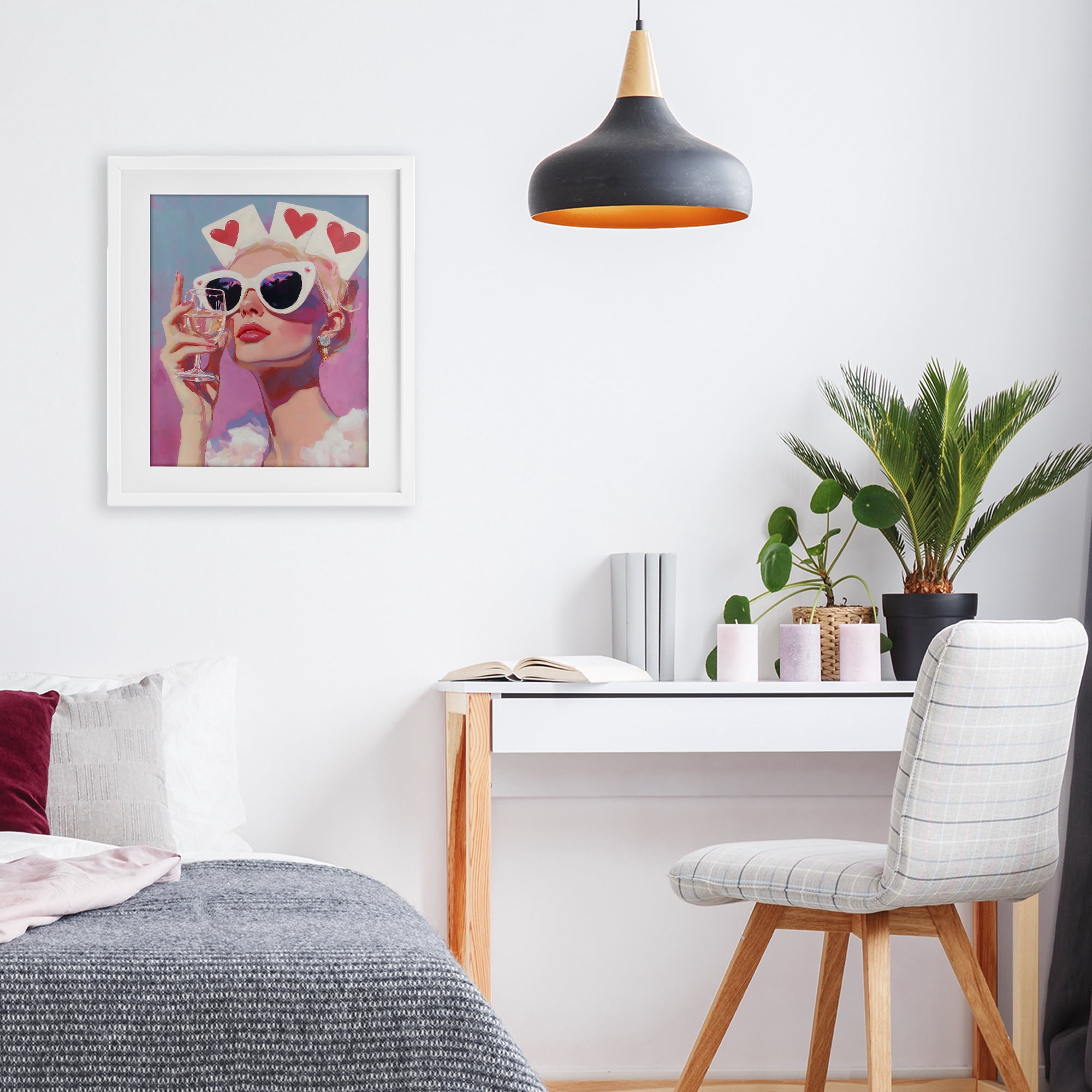 Stupell Industries Queen of Hearts Retro Glam White Framed Print Under Glass, design by The Prints Vibe