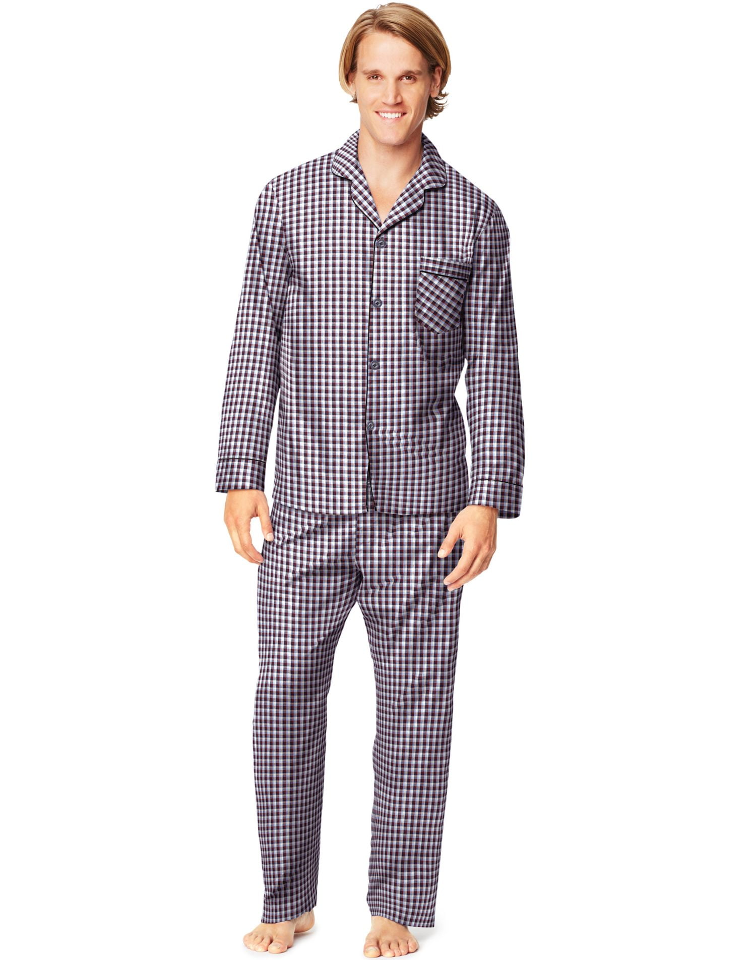 Hanes Men's Woven Pajamas LSLLBCWM/LSLLBCWMB - Walmart.com