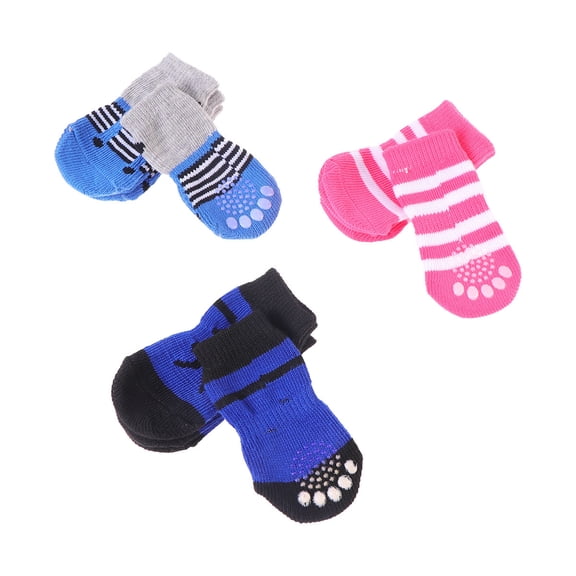OFFIGAM 4Pcs Pet Ankle Socks Soft Cotton Knitting Socks Anti Scratch and Odor Resistant