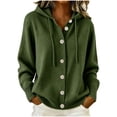thumbnail image 2 of TGSLY Women's Drawstring Hooded Sweater Coat Comfy Soft Button Down Long Sleeve Knit Cardigan Relaxed Casual Solid Color Fall Winter Jackets XL, 2 of 7