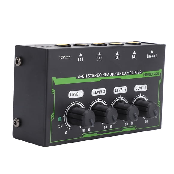 HA400 Pro 4 Channel Audio Mixer, RGB Stereo DJ Studio Mixer Sound Board, 6.35mm Stereo Jack Low Noise Headphone Amplifier Sound Mixer for Home and Mixing Studio