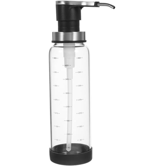 LEORX Glass Coffee Syrup Dispenser Pump Jar Black Kitchen Pump Dispenser for Storage 16 oz