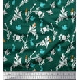 thumbnail image 1 of Soimoi Japan Crepe Satin Fabric Leaves,Floral & Rabbit Animal Print Fabric by the Yard 42 Inch Wide, 1 of 1