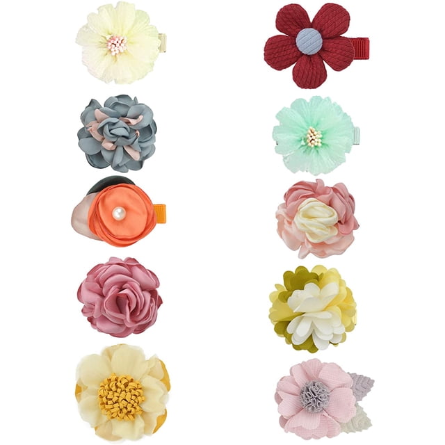 JIAHANG - Pinzas para el pelo con flores de margaritas pequeñas para bebés y niñas, pasadores florales para bebés, recién nacidos, niños pequeños, 10 unidades Xemadio WMZL-1239-1