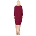 thumbnail image 3 of Women's Plus Size Round Neck Draped Side 3/4 Dolman Sleeves Dress, 3 of 4