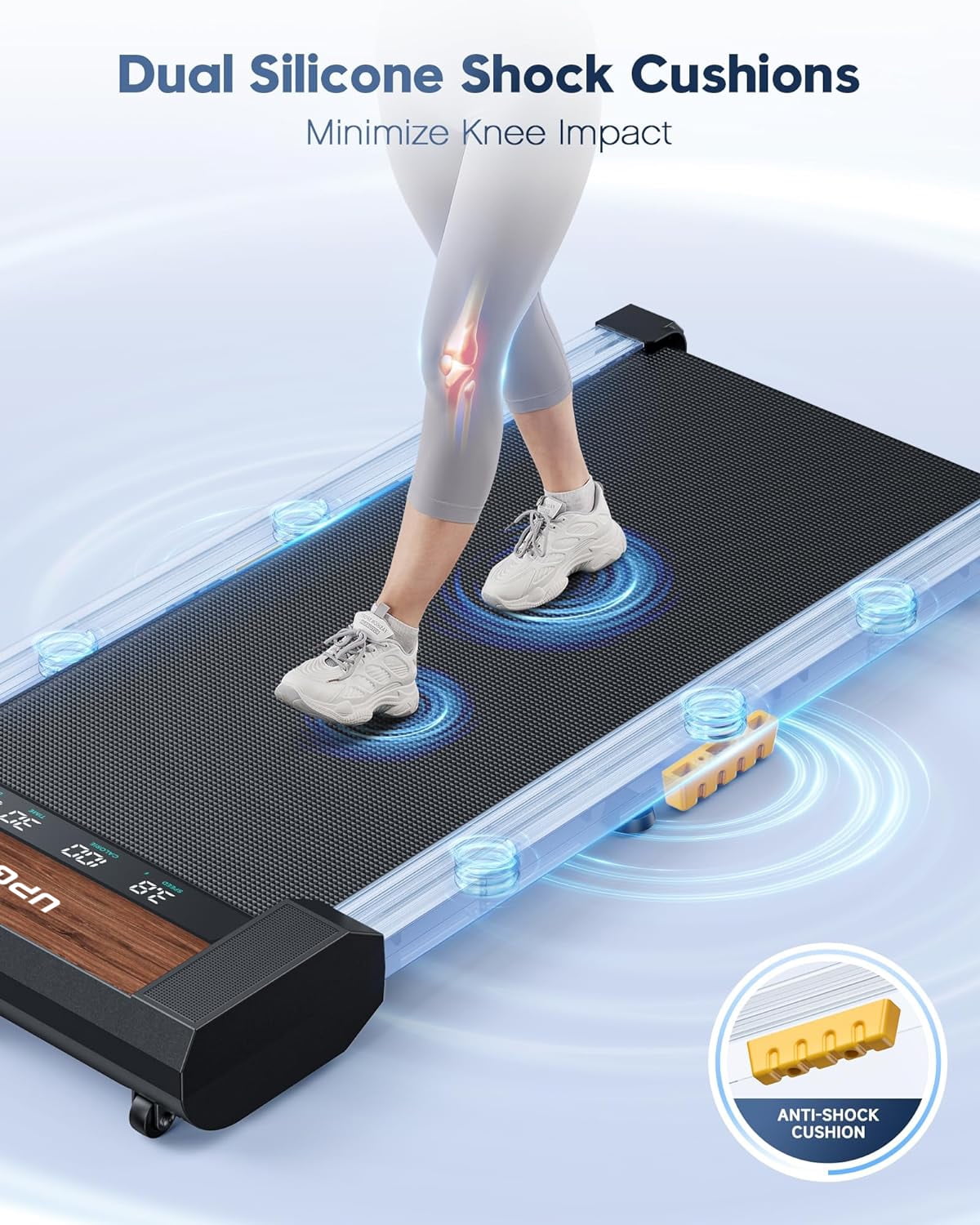 UPGO Walking Pad Treadmills Under Desk Treadmills for Home/Office 265LBS Weight Capacity & Bluetooth Speaker