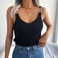 thumbnail image 2 of Wycnly Tank Tops for Women Sexy Slim Fit Knitted Hollowed Metal Strap Vest Summer Solid Round Neck Sleeveless Shirts Fashion Blouses Black s, 2 of 7
