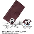 thumbnail image 3 of Wallet Case for iPhone 13 6.1 inch, Retro Matte 9 Card Holder Slots Zipper Pocket Case PU Leather Magnetic Closure Kickstand with Wrist Strap Folio Flip Case - Wine Red, 3 of 15