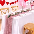 thumbnail image 2 of Dusty Rose Table Runner Boho Cheesecloth Table Runners 2 Packs 36x120 Inches Vintage Table Runner for Wedding Bridal Shower Baby Shower Decorations, 2 of 15