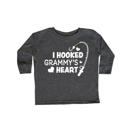 

Inktastic I Hooked Grammy s Heart with Fishing Rod Gift Toddler Boy or Toddler Girl Long Sleeve T-Shirt