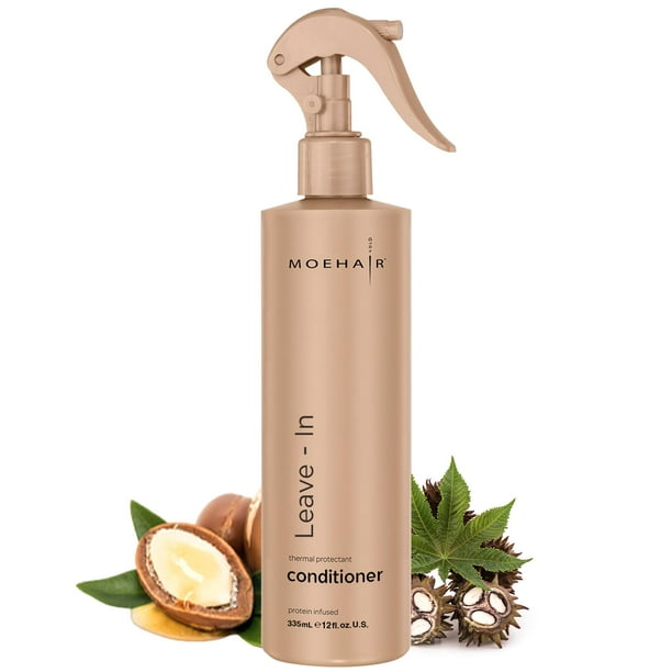 Acondicionador sin enjuague MOEHAIR (12 onzas líquidas) | Infundido con proteínas y aceite de argán | Spray desenredante para cabello rizado para mujeres y hombres | Suavizante para el cabello | Repar