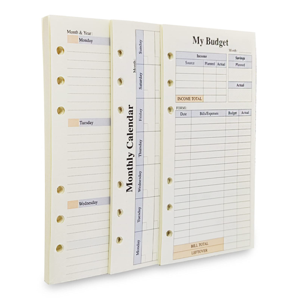 2021 Weekly & Monthly Planner & 6Hole Budget System Refill, 63/4" x 3