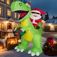thumbnail image 1 of Inflable Navideño ININ Papá Noel Montado en Dinosaurio de 8 ft, 1 of 7
