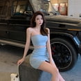 thumbnail image 4 of Saient Sexy Solid Strapless Top Short Top High Waist Skirt Women's Suit, 4 of 6